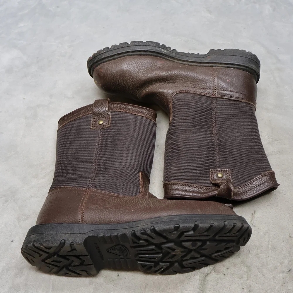 Hermand Survivors Mens 8.5 Work Boots Brown Bay II Leather Safety Toe Utility